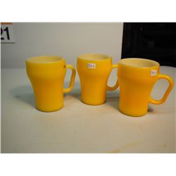 Fire King Coffee Mugs (3), Yellow