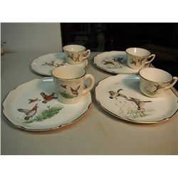 8 Piece Snack Set, Cups (4) Plates (4) With Birds