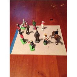 Lead Figurines Pilot/Farmer/Soldiers (10)