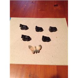 Red rose Tea Figurines, Black Sheep (5), Butterfly (1)