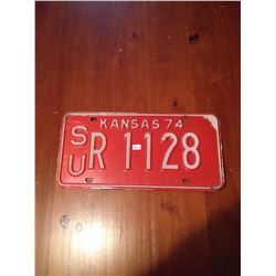 1974 Kansas License Plate