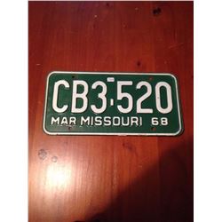 1968 Missouri License Plate