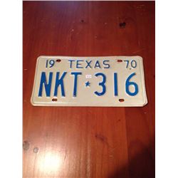 1970 Texas License Plate