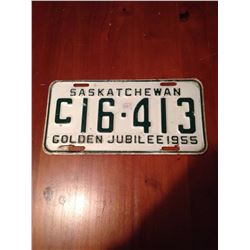 1955 Saskatchewan License Plate; Golden Jubilee