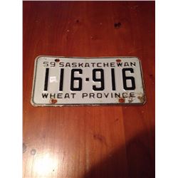 1959 Saskatchewan License Plate