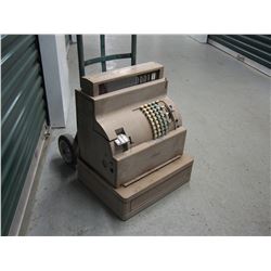 Large Metal National Cash Register With Metal Dolly