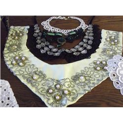Ladies Hankies, Collars, Etc. & Shoe Pincushion (Lace & Beaded Collars)