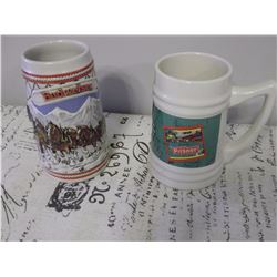 Lot Of Pilsner Mugs (Budweiser & Saskatchewan Roughriders)