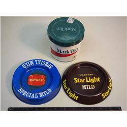 Lot of Metal Ashtrays (with Plastic Tobacco Container, Mark Ten, Watney’s)