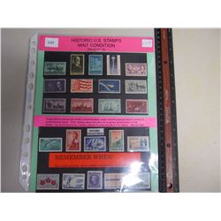 Historic Collectible stamps – 13 US stamps and 10 CDN stamps, mint