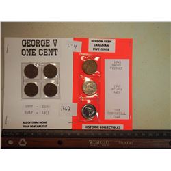 George V one cent 1928-1933 AND Seldom seen CDN 5 cents