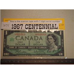 1967 CDN 1 dollar bill Centennial