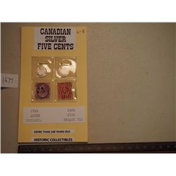 1899 and 1909 Canadian Silver 5 cents Historic collectibles