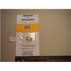 1920 US Indian Head-Buffalo 5 cents