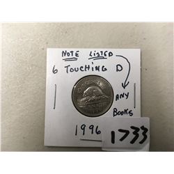 1996 Nickel Touching D (Very Rare; Not Listed In Any Books)