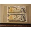 Image 1 : 1973 Consecutive 1 Dollar Bills, Uncirculated (2 Bills Different Signatures)