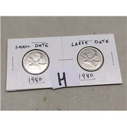 Pair Of Quarters, 1980, Small/Large Date