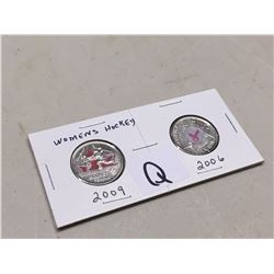 Pair Of Quarters, 2006,2009, Womens Hockey/ Pink Ribbon