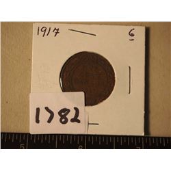 Large Canadian One Cent Piece, 1917