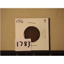 Large Canadian One Cent Piece, 1916