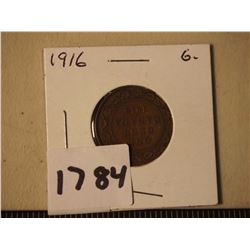 Large Canadian One Cent Piece, 1916