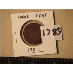 Large Canadian One Cent Piece, 1907