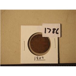 Large Canadian One Cent Piece, 1907