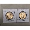 Image 1 : 2008 + 2009 American 1 Dollar Coins Zachary Taylor Van Buren UNC