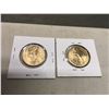 Image 2 : 2007 + 2009 American 1 Dollar Coins Zachary Taylor George Washington UNC