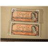 Image 1 : Vintage 2$ Canadian Bills (2) (1954 G/U 6991032 & O/G 1431905)