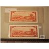 Image 2 : Vintage 2$ Canadian Bills (2) (1954 B/G 7677749 & E/G 3055354 BC38C