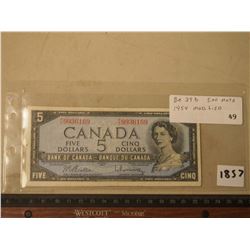 Vintage 5$ Canadian Bill (1) (1954 P/S 9936169)