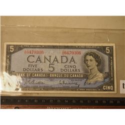 Vintage 5$ Canadian Bill (1) (1954 T/S 6470306)
