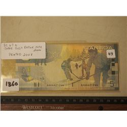5$ Canadian Bill (1) (2006 AAA4421244 (Printed 2008)