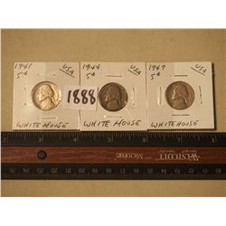 Whitehouse Nickels (3) (1941 / 1944 / 1947)