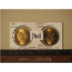 1965 Token Sask 60th Anniversary * 1971 Home Coming
