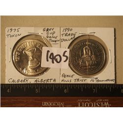 1975 Grey Cup Token & 1990 Trade Dollar