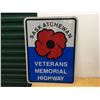 Image 1 : Metal Saskatchewan Veterans Memorial Highway Sign, 24"x18"
