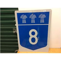Metal Saskatchewan Blue 8 Sign, 24"x18"