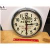 Image 1 : Metal Starko Sentinal Agency Clock, 14" Circumference, Real Estate Insurance, Phone 24821