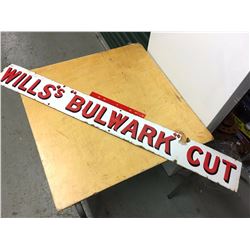 Original Porcelain Will's "Bulwark" Cut Sign, 51"x6"