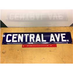 Central Ave. Porcelain Sign, 25"x 4 1/2"