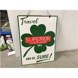 Original Travel Superior Courts United Porcelain Sign, DS, 27"x36"