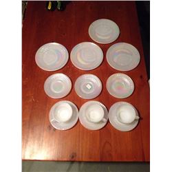 (13) Piece Iridescent Luster Glass, Vintage