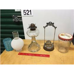 Lot Of Misc, Lamp, Squirrel Peanut Butter Jar, Etc