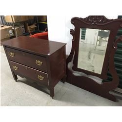 Antique Dresser, Brass Hardware, Beveled Mirror, 34"x28"x17" Without Mirror, 72" With Mirror