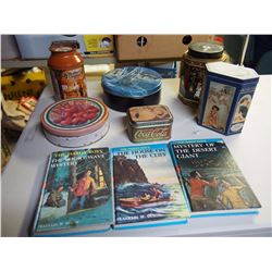 Assorted Tins (Coca-Cola, Werther's Original) And Hardy Boys Books (Misc)