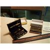 Image 1 : Brass & Marble Desk Abacus and Plated Nail Care Kit in Case