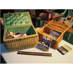 Vintage Sewing Boxes With Contents (2) (Buttons, Thread, Tins, Sewing-Related)