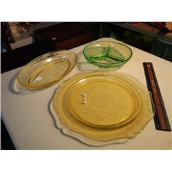 Depression Glass, 3 Pc. (One Footed)